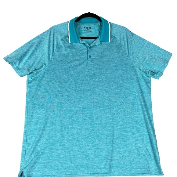 RHONE Temp Zone Short Sleeve Aqua Teal Golf Polo Shirt - Sz XL - Picture 1 of 13